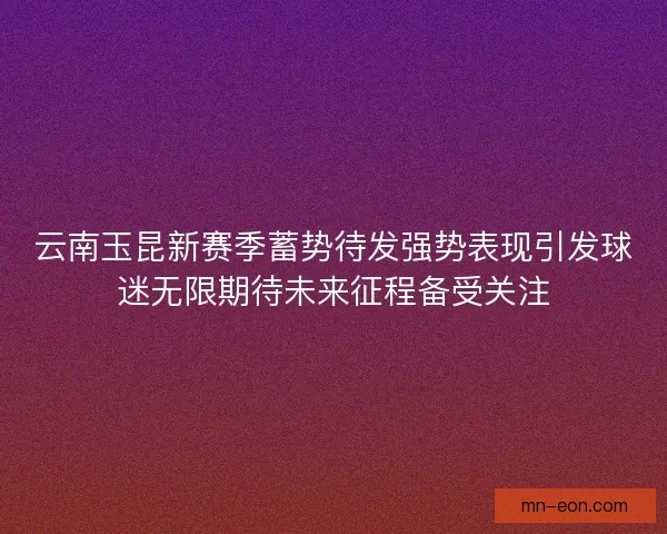 云南玉昆新赛季蓄势待发强势表现引发球迷无限期待未来征程备受关注
